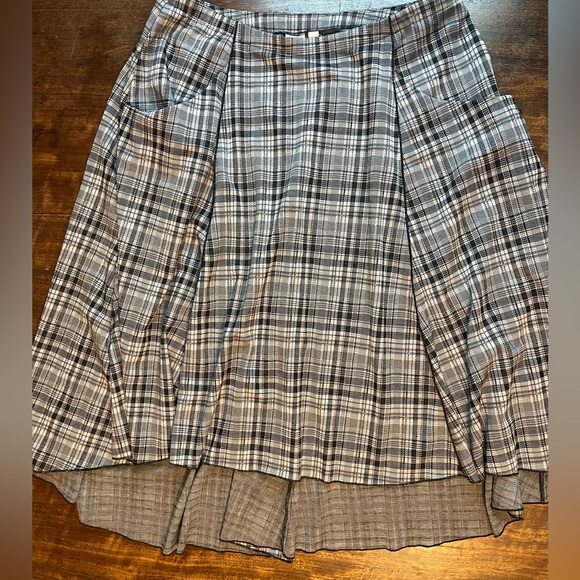 Cato High Low Flare Skirt Gray and Black Plaid 2X with Pockets! - Picture 1 of 5